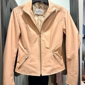 Vera Pelle Women's millennial pink Leather Jacket made in Italy
